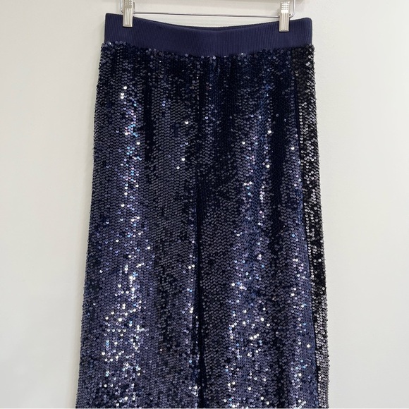 Urban Outfitters Light Before Dark Solene Wide-Leg Sequin Pants Blue Black Small - Picture 6 of 16